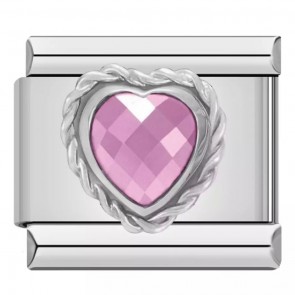 Çelik Pembe Kalp Charm 