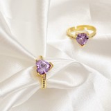 Mor Diamond Heart Yüzük